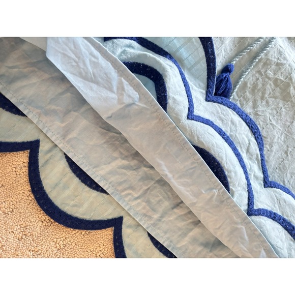 Boden Willa Flowy Peasant Blue Tassel Scalloped Hem Lined Top Boho Flirty Sz 6 - Picture 16 of 16